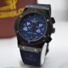 ⁦Montre HBL - Chronographe bracelet en cuir Bleu⁩ - الصورة ⁦3⁩