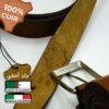 ⁦Ceinture en cuir véritable B1:Marron - Up⁩ - الصورة ⁦2⁩