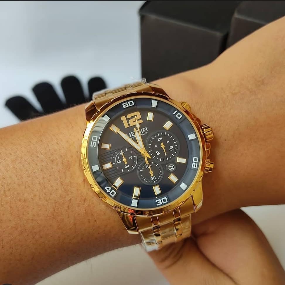 Montre MEGIR Originale Classique Dorée Chrono - الصورة 3