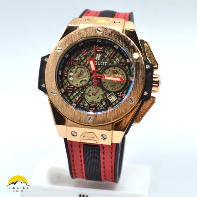 Montre HBL – Chronographe bracelet Rouge Noir