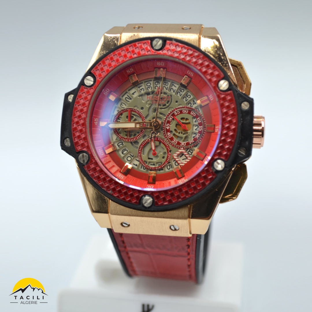 Montre HBL – Chronographe bracelet Rouge - الصورة 2