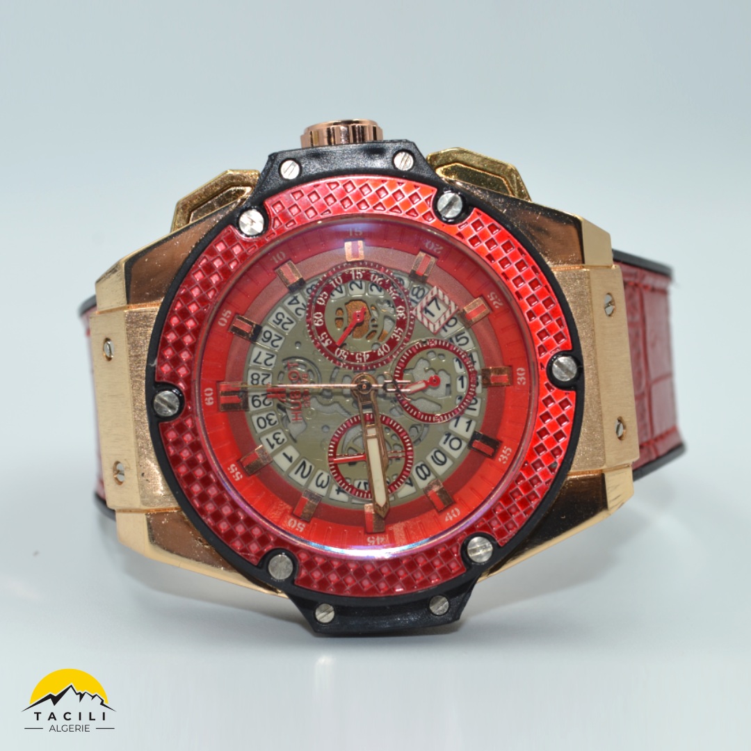 Montre HBL – Chronographe bracelet Rouge - الصورة 3