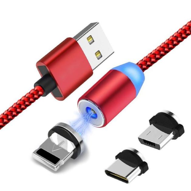 Câble Magnétique Gfuz 3En1 3A – Micro-usb+Type-C+Lightning