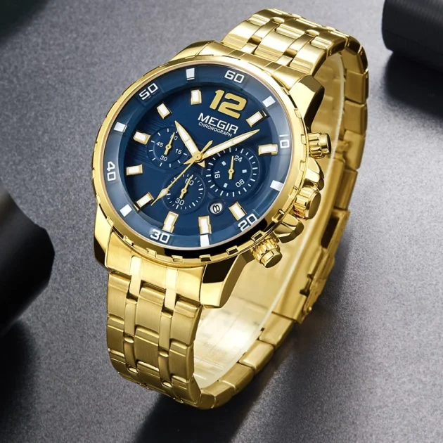 Montre MEGIR Originale Classique Dorée Chrono