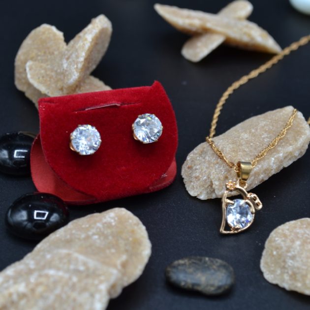 Coffret Boucle + Chaine en Fantaisie inoxydable - F03