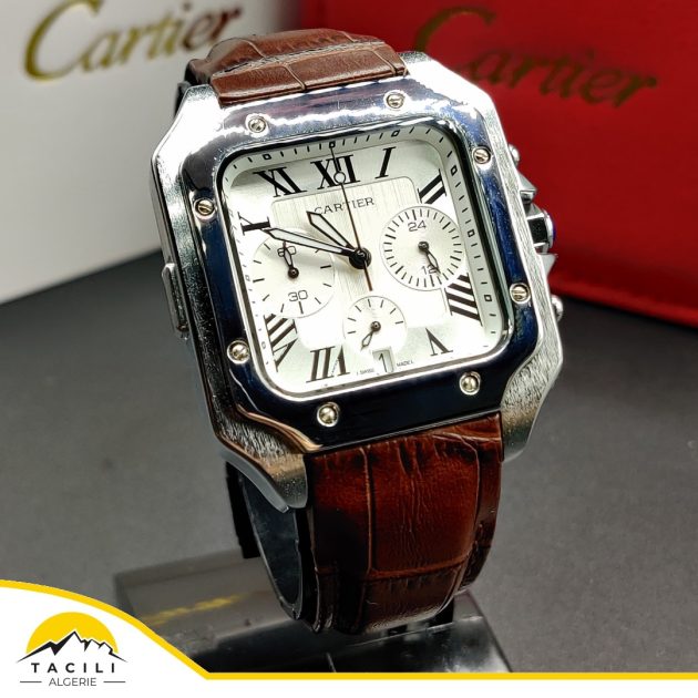 Montre CRT - Classique carré en cuir marron