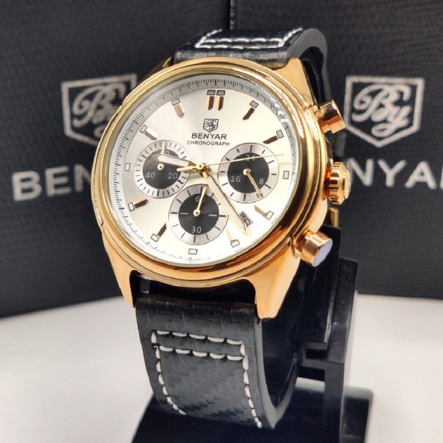 Montre Benyar - Chronograph en Cuir doré