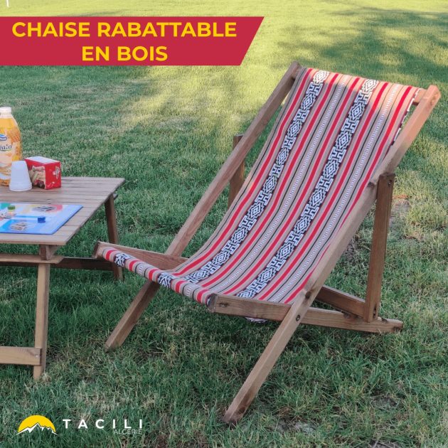 Chaise + table rabattables en bois