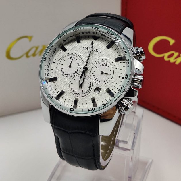 Montre CRT - Chrono bracelet en cuir - Noir