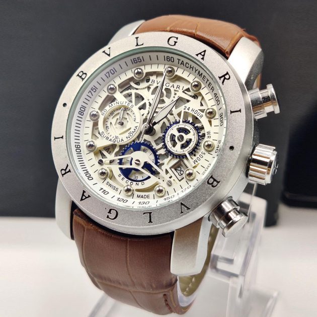 Montre BVLG - Chronograph en cuir marron